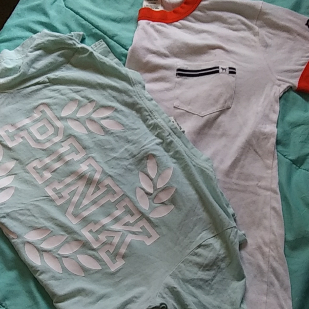 2 pink shirts